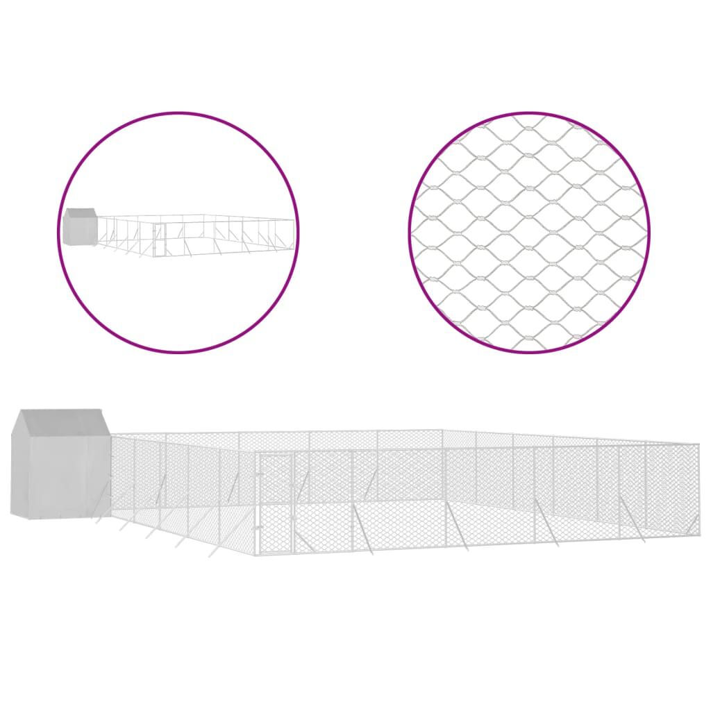 vidaXL Perrera exterior con toldo acero galvanizado plata 12x12x2,5 m, , large Imagen numero 9